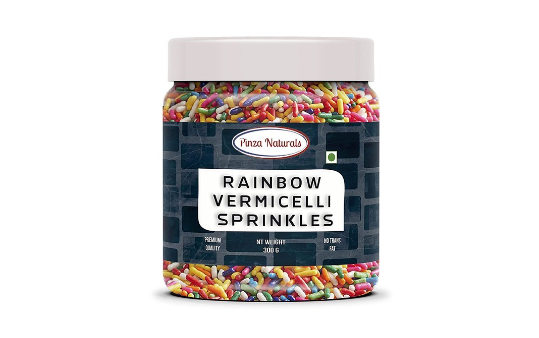Pinza Naturals Rainbow Vermicelli Sprinkles    Plastic Jar  300 grams
